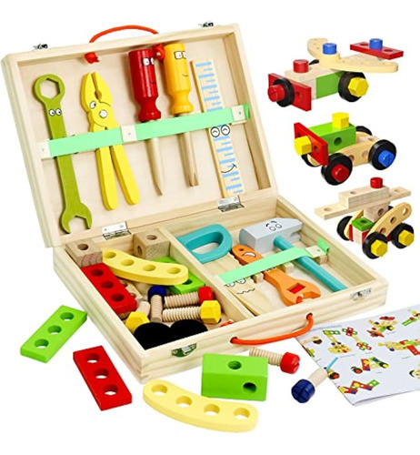 Tonze Juego De Herramientas Para Niños De Madera 0