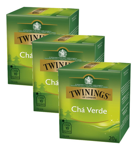 Kit 3 Twinings Of London Sabor Chá Verde 20g - 10 Saquinhos 0