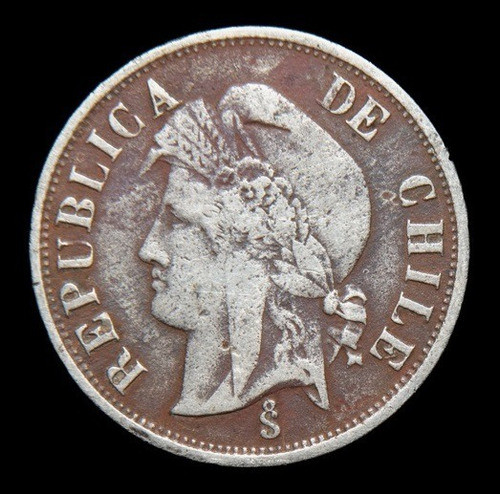 Chile 2 Centavos 1876 Bueno Km 147 Muy Escasa 1
