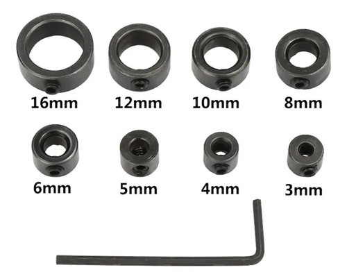 Kit Limitadores De Profundidade Para Brocas 3 A 16mm 9 Peças 1