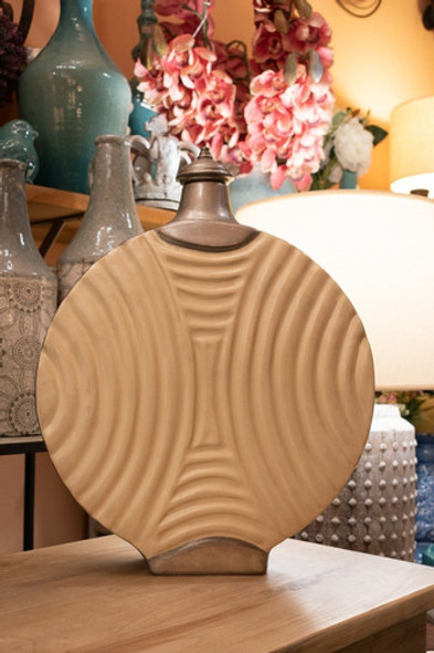 Jarrón Labrado Tapón Cerámica Estaño Patinado Campoamor Deco 0