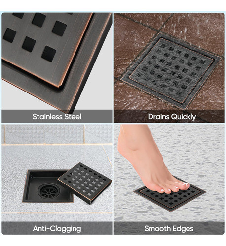 Desague Cuadrado Para Ducha Cuadriculado 10cm-bronce 1