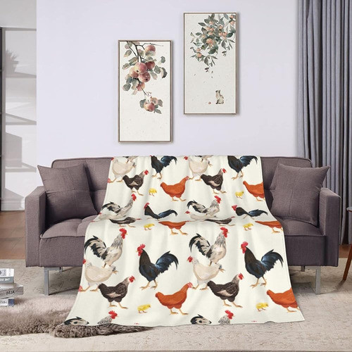 Manta Estampada De Pollo Lindo Manta De Felpa De Franela Sua 0