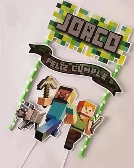 Toppers Cake Personalizado Adorno Para Torta Minecraft 1