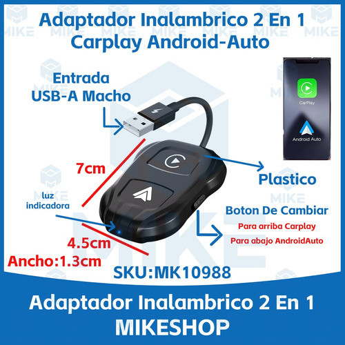 Carplay Inalambrico & Android Auto Inalambrico 2 En 1 / Mike 1