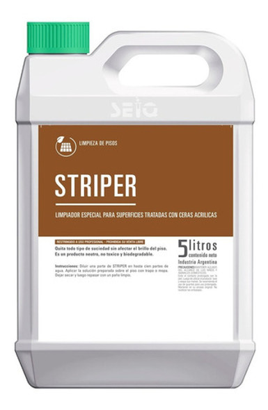 Limpiador De Pisos Neutro Seiq Striper X 5 Litros 0