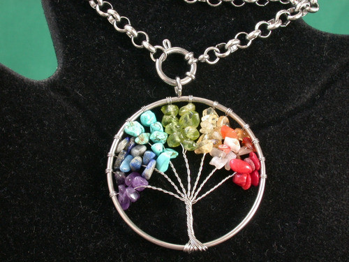 Luli Colgante Arbol Vida 7 Chakras Enorme Reiki Cadena Acero 1