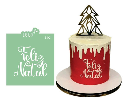 Stencil Para Bolo Natal No 302 Lela Festas | Estêncil 0