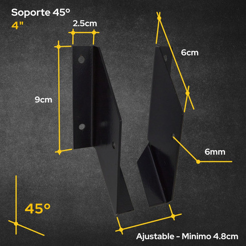 Soporte Para Tirante 2x4 Con Caida 45° Grados Techo 1