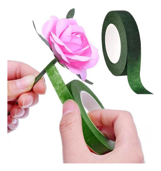 03 Fitas Floral Verde Artesanato Encapar Arame Flores Folhas 1