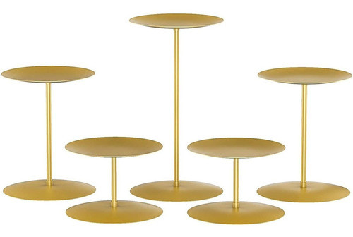 5 Soporte Para Velas Smtyle Con 3 Alturas Dorado 0
