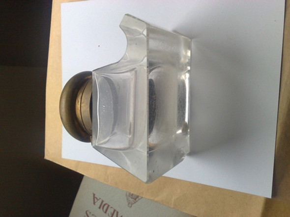 Tintero De Cristal Grueso Con Porta Lapicera 1