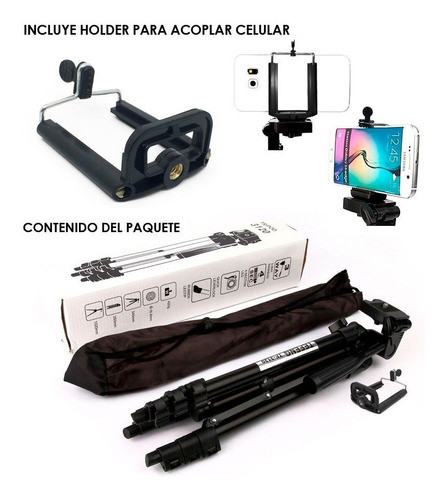 Tripode Extensible 35-105cm Para Cámara O Celular C/soporte® 1