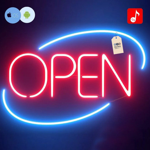 Cartel Neon Led Lampara Luz Open Abierto Local App Bluetooth 1