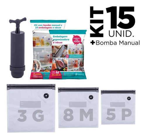 Kit Saco A Vácuo Ziplock Cozinha Alimentos Comida Com 15 Un. 0