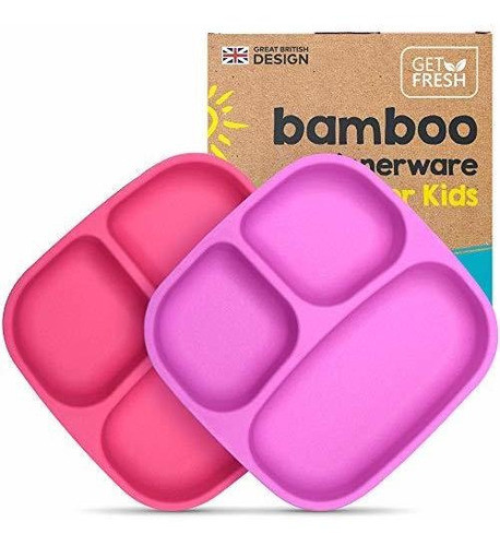 Obtener Set De Platos Divididos Para Niños De Bambu Fresco 0