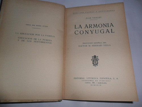 La Armonia Conyugal Juan  Violet 1929 Juan Gili Liturgia 1