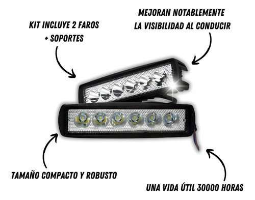 Kit Faros Led Auxiliares Luz Blanca Barra Moto 4x4 12/24v 1