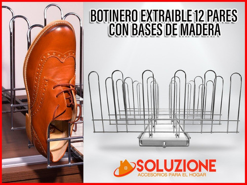Botinero Zapatero Extraible 12 Pares Cromado Placard Mueble 1