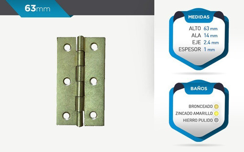 Bisagra Libro 5005 - 63 Mm - Espesor 1mm - 24 Unidades 1