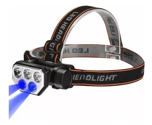 Linterna De Minero Cabeza 5 Led Potente Luz Blanca Y Azul 0