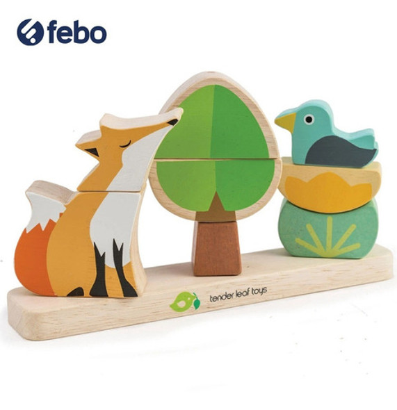 Juego De Apilador Foxy Magnetic Tender Leaf Toy Madera Febo 1