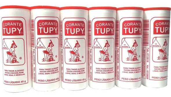 Corante Em Pó Vermelho Algodão 06 Unid - Corantes Tupy 0
