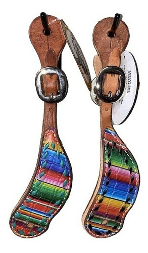 San Saba Shaped Youth Spur Straps - Serape With Studs 0