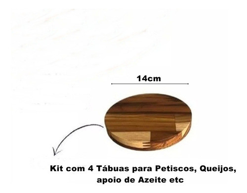 Tábua De Madeira Teca Frios Queijos Pizza Azeite Kit 4 Peças 1