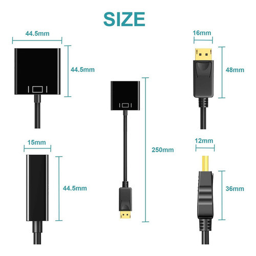 Adaptador Displayport (dp) A Vga, Convertidor Lpluziyyds Dp 1