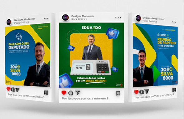Pack De Artes Editáveis Sobre Política Para Redes Sociais 1