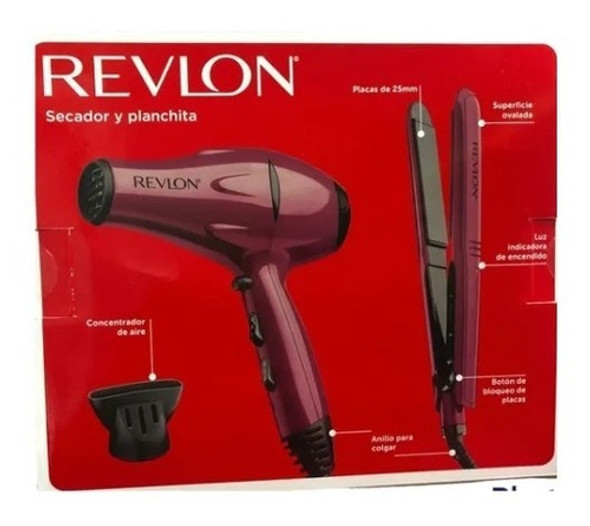 Planchita + Secador De Pelo Kit Profesional Cabello Revlon 1