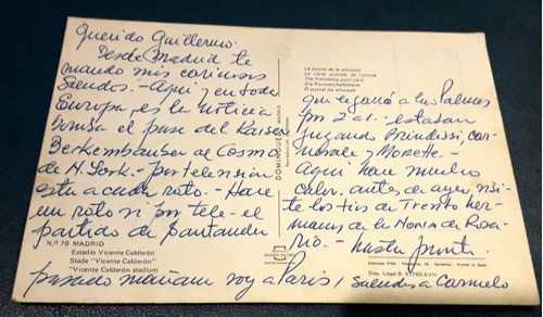 Postal Estadio Fútbol Atlético Madrid Calderón Beckenbauer 1