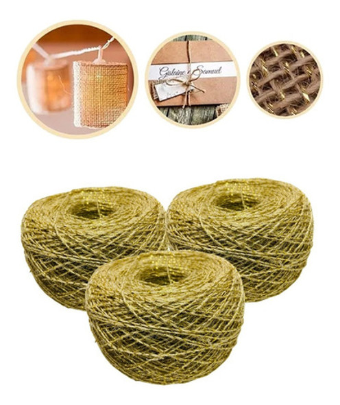 03 Fio Juta Sisal Ouro/dourado Arte/convite 1 Fio 100g 310m 0 03 Fio Juta Sisal Ouro/dourado Arte/convite 1 Fio 100g 310m 0