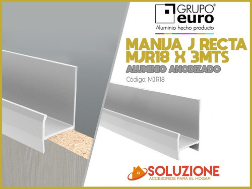 Perfil Tirador J Aluminio 18 Grupo Euro Cajon Mueble 3 Mts 1