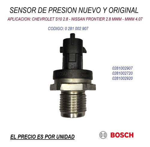 Sensor De Presion Bosch Chevrolet S10 2.8 0281002907 1