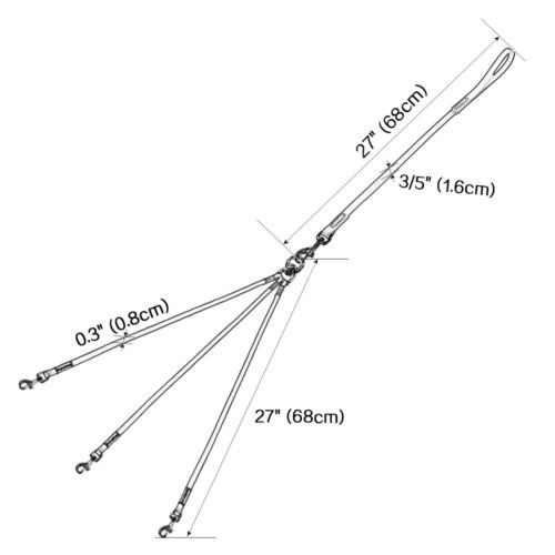 Correa De Perro De Cuero Triple Enganche Ningún Enredo 3 Man 1