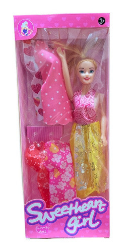 Muñeca Princesa Articulada Con 5 Vestidos + Peine Nenas 0