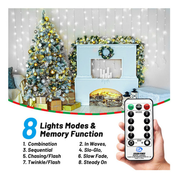 Cadena De Luces Led, 8 Modos De Luz Parpadeante De Navidad, 1