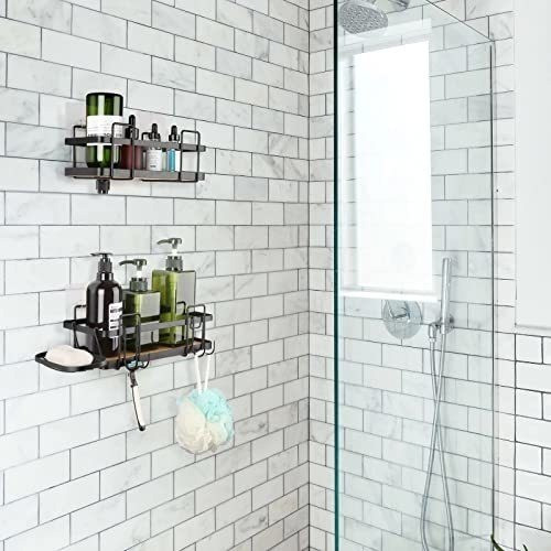 2 Organizadores De Ducha Con Jabonera Negro 1