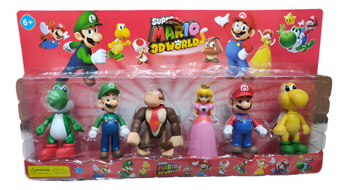Muñecos Super Mario Bros 3d Worlds Blister X6 Personajes 0