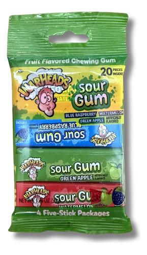 Warheads Sour Gum 4 Pack - Chicletes Importado 0