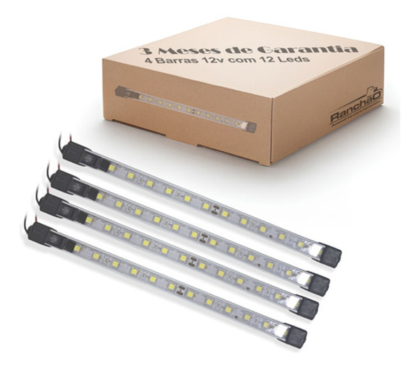 Kit 4 Luminaria 25cm 12v Led C/interruptor Baú Caminhão 0