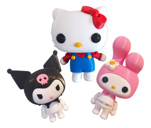 Hello Kitty Kuromi Melody Figura Articuladaack X 3 Unidades 0