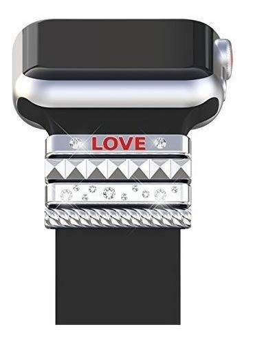 Bucles De Anillos Decorativos Para Apple Watch Plateado 1