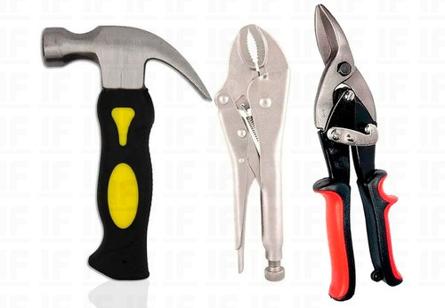 Martelo Cabo Emborrachado + Alicate Pressão + Tesoura 0