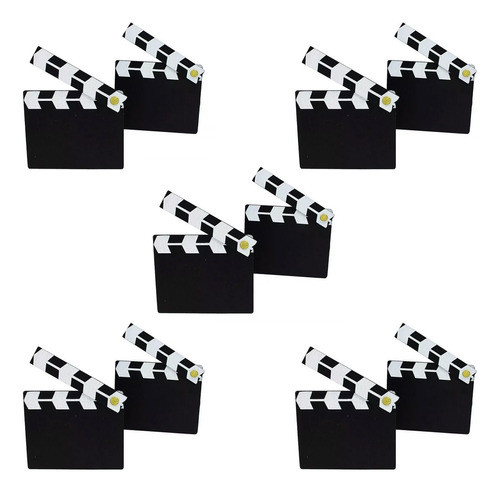 Set X 10 Mini Pizarra Claqueta Cine Película Decoración 0