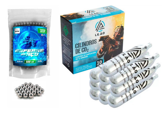 10x Leão 12g  E Bbs Esfera De Aço Cromado 6mm 500un 0