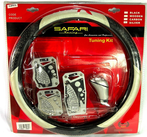 Cubre Volante Pomo Palanca Cambio Kit Tuning Auto Gris K530 0