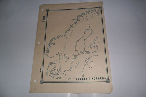 Suecia Noruega Antigu Mapa Croquis Cartografico Escolar 1028 0